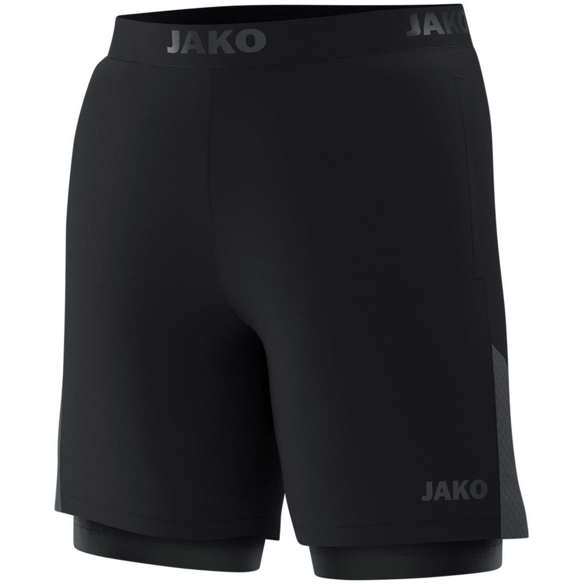 JAKO 2-in-1 Short Power – Schwarz (vorne)