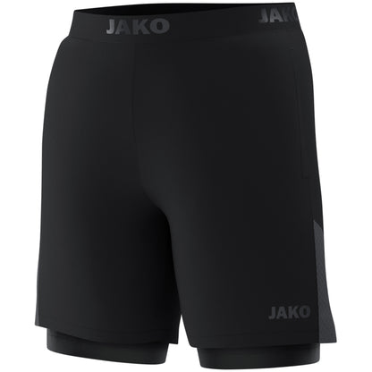 JAKO 2-in-1 Short Power – Schwarz (vorne)