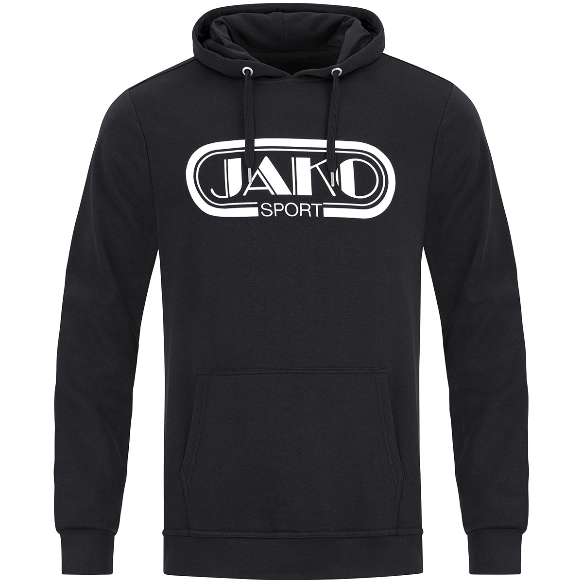 JAKO Kapuzensweat Retro – Schwarz (vorne)