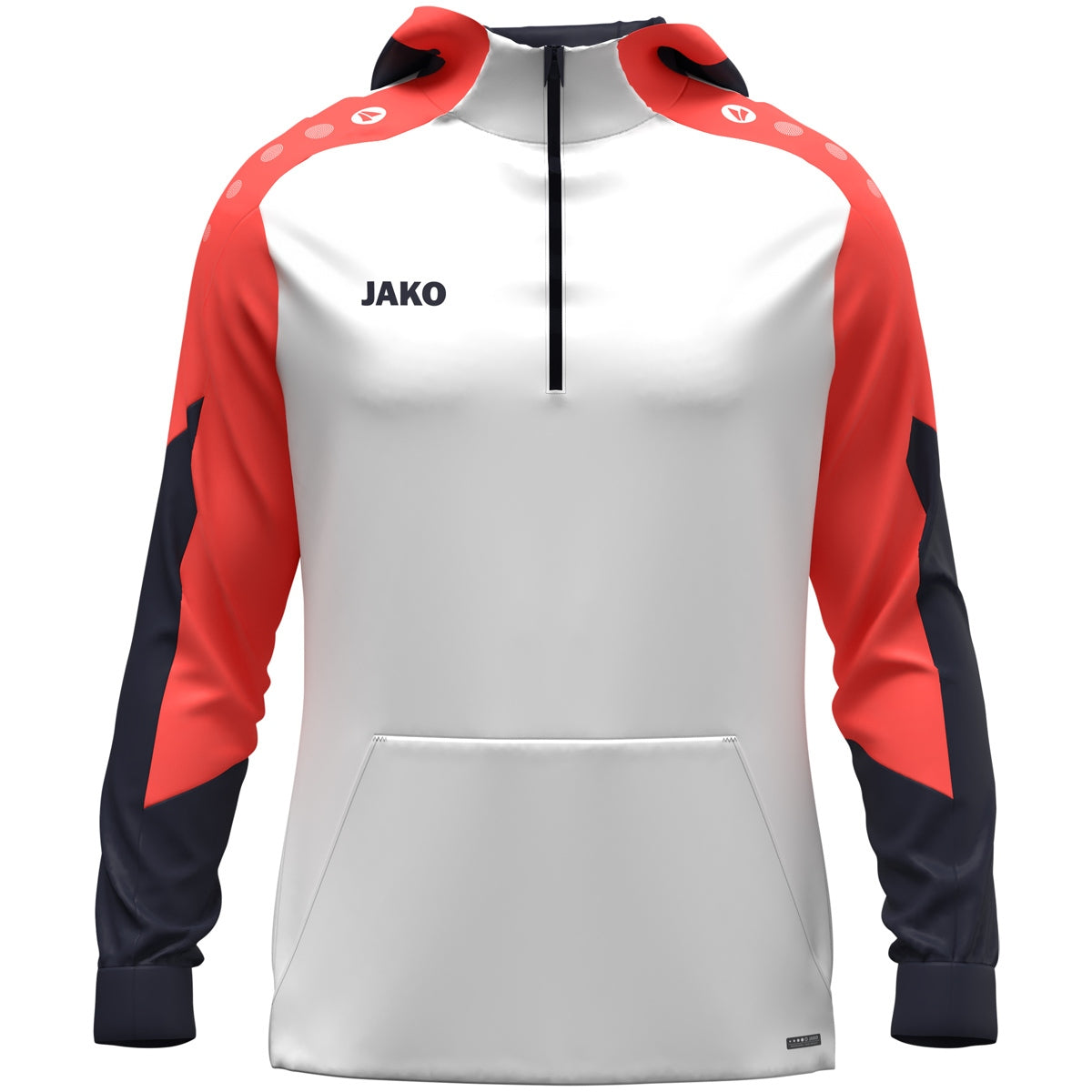 JAKO Zip Hoodie Dynamic – Weiß (vorne)