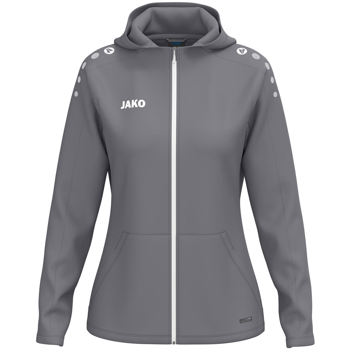 JAKO Kapuzenjacke One Damen – Grau (vorne)