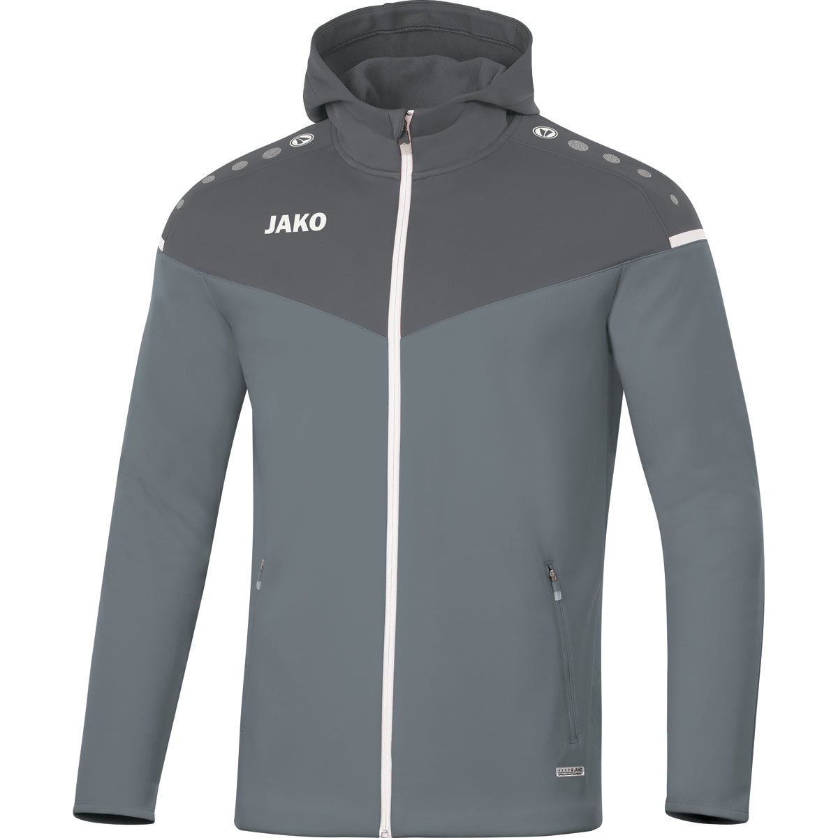 JAKO Kapuzenjacke Champ 2.0 – Grau (vorne)