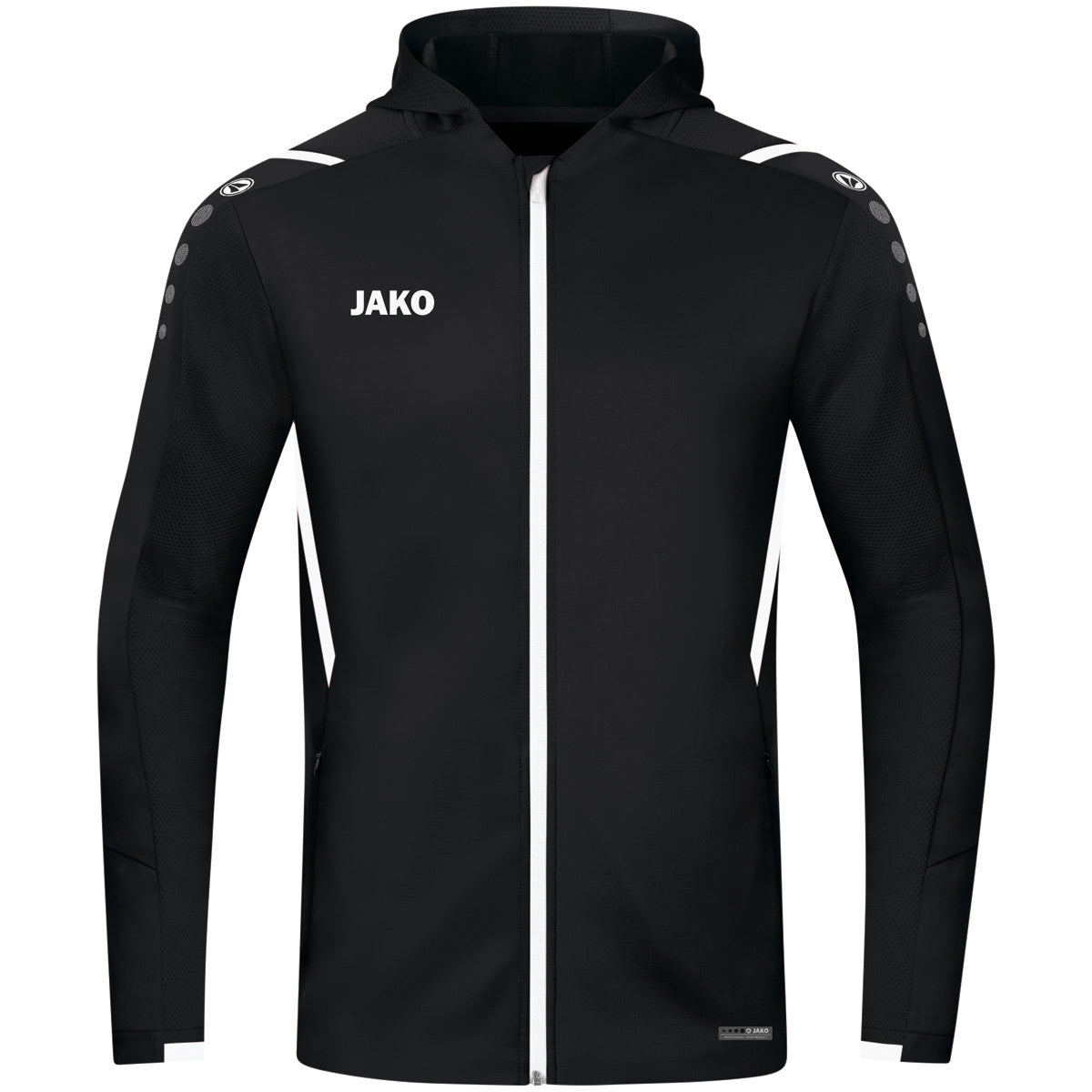 JAKO Kapuzenjacke Challenge – Schwarz (802) (vorne)