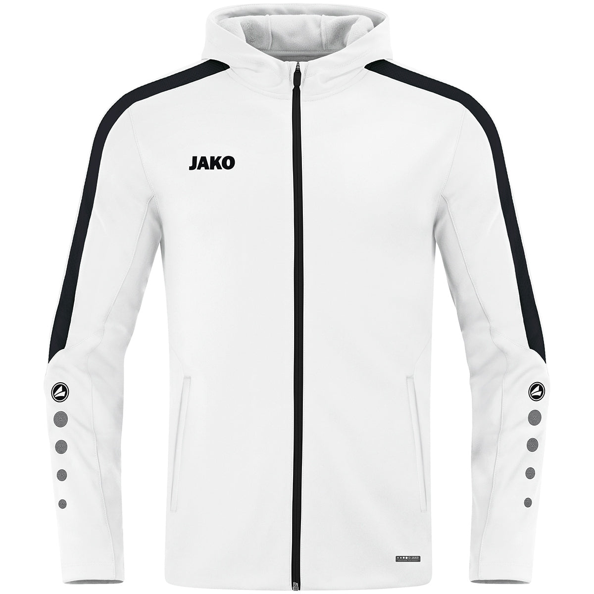 JAKO Kapuzenjacke Power – Weiß (000) (vorne)