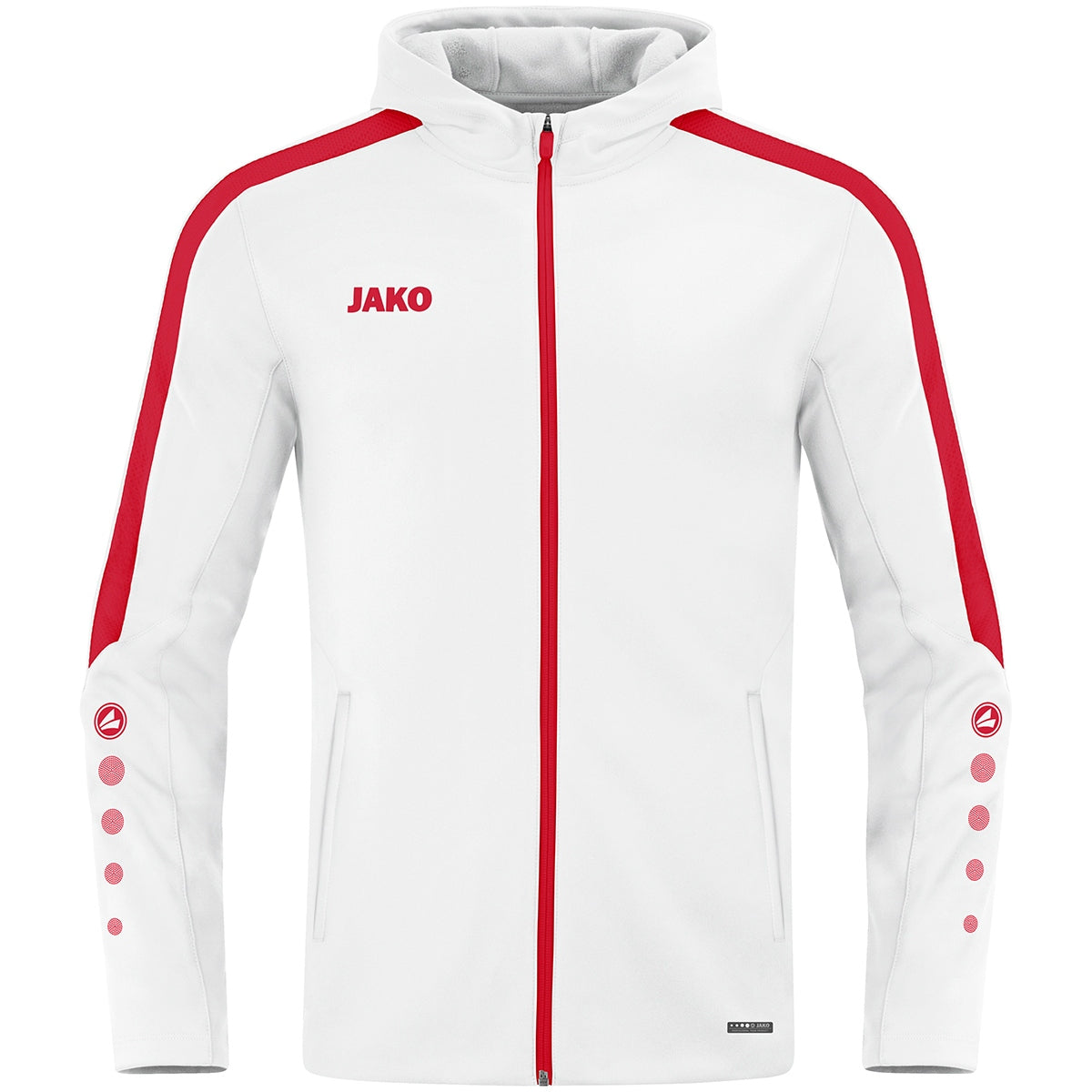 JAKO Kapuzenjacke Power – Weiß (004) (vorne)