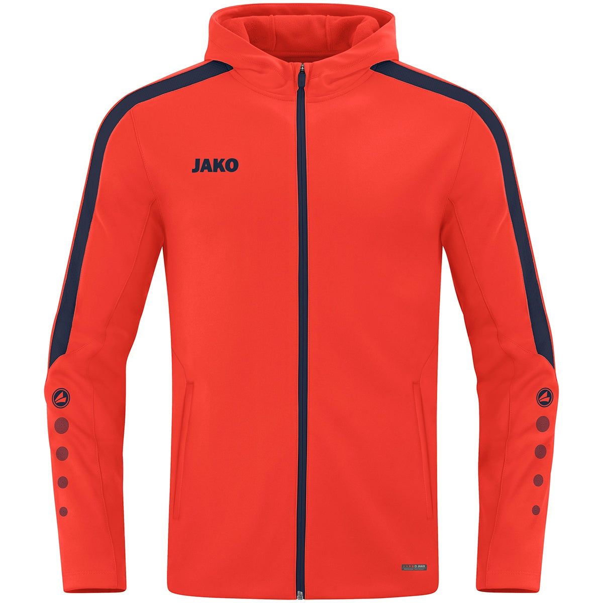JAKO Kapuzenjacke Power – Orange (vorne)