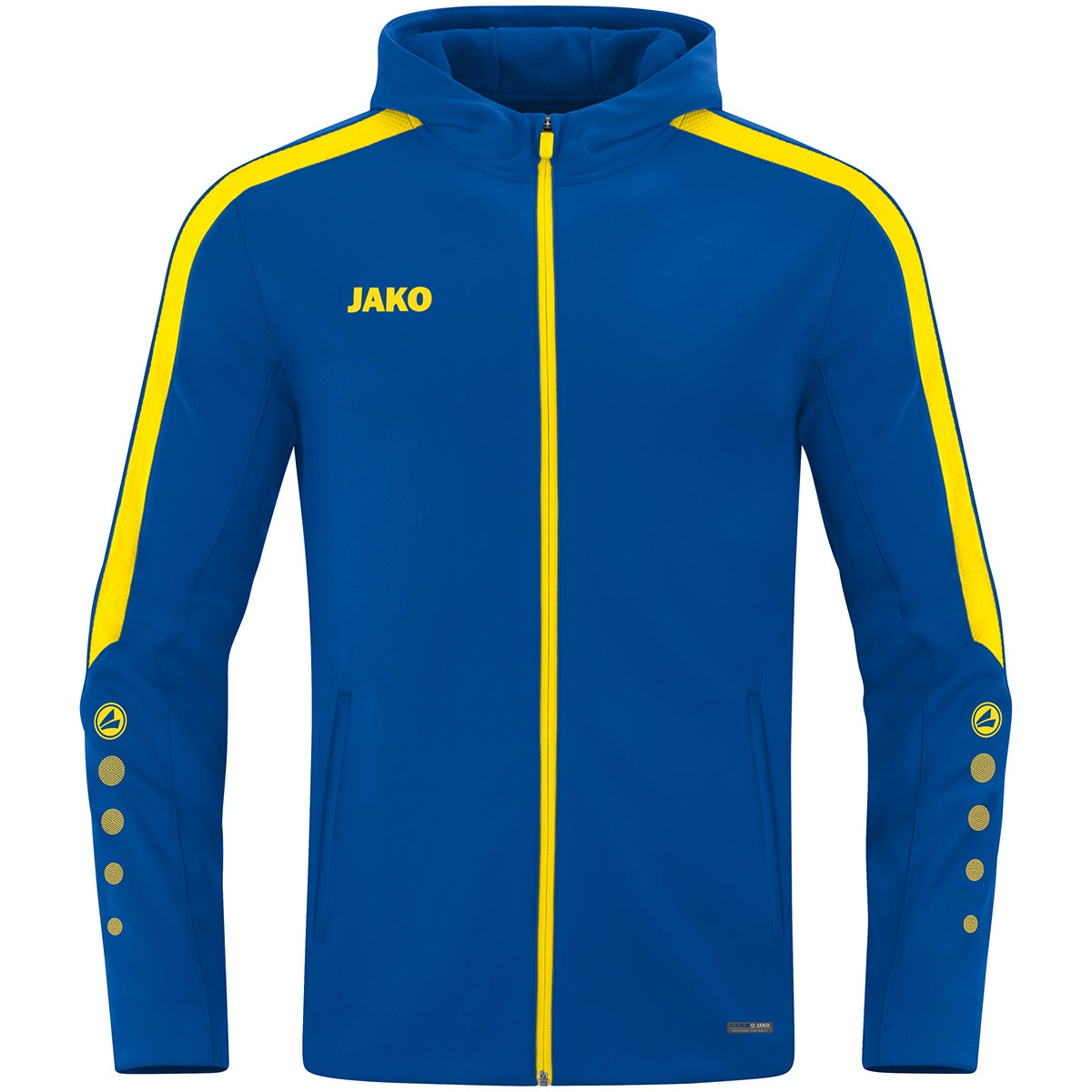 JAKO Kapuzenjacke Power – Blau (404) (vorne)