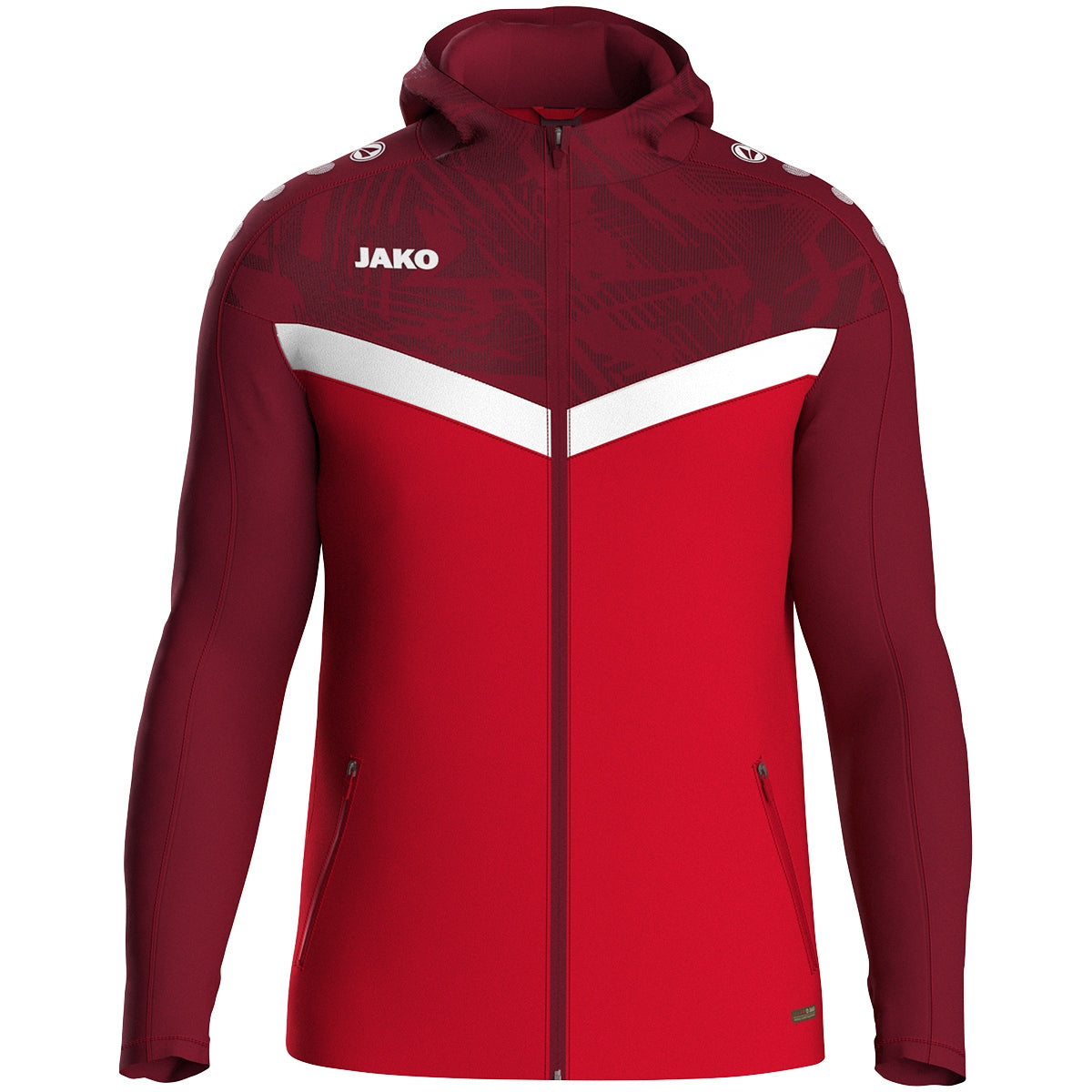 JAKO Kapuzenjacke Iconic – Rot (vorne)