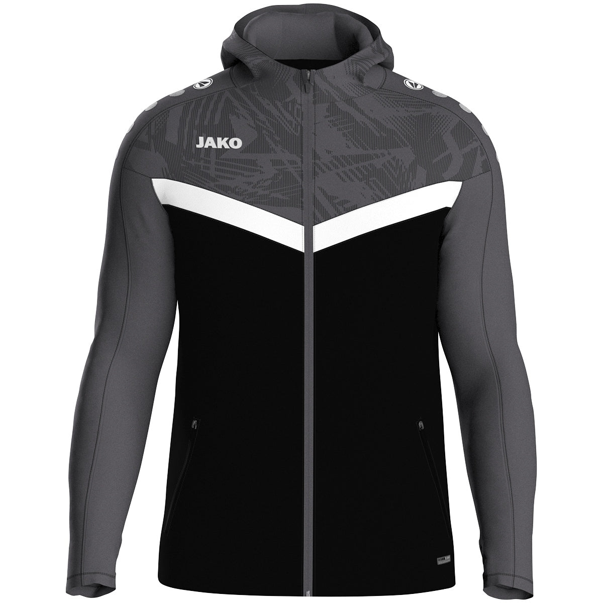 JAKO Kapuzenjacke Iconic – Schwarz (801) (vorne)