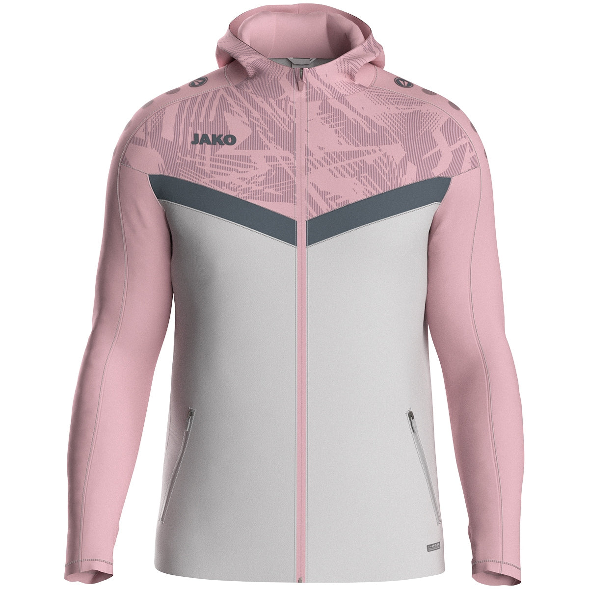 JAKO Kapuzenjacke Iconic – Grau (851) (vorne)