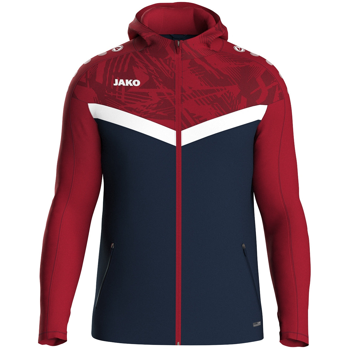 JAKO Kapuzenjacke Iconic – Blau (901) (vorne)