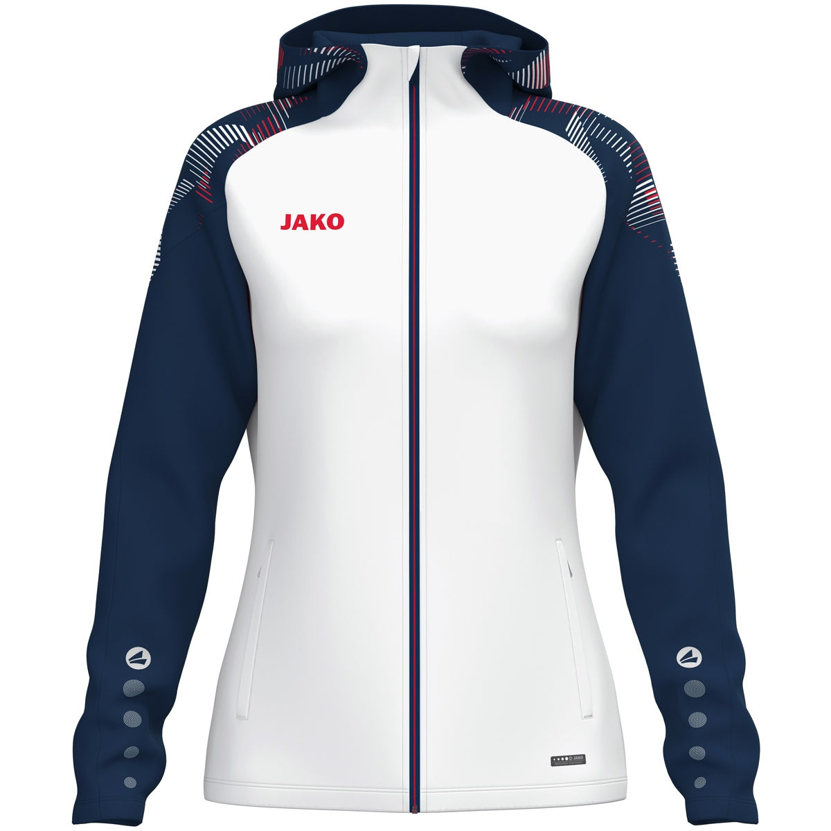 JAKO Kapuzenjacke Sonic Damen – Weiß (039) (vorne)