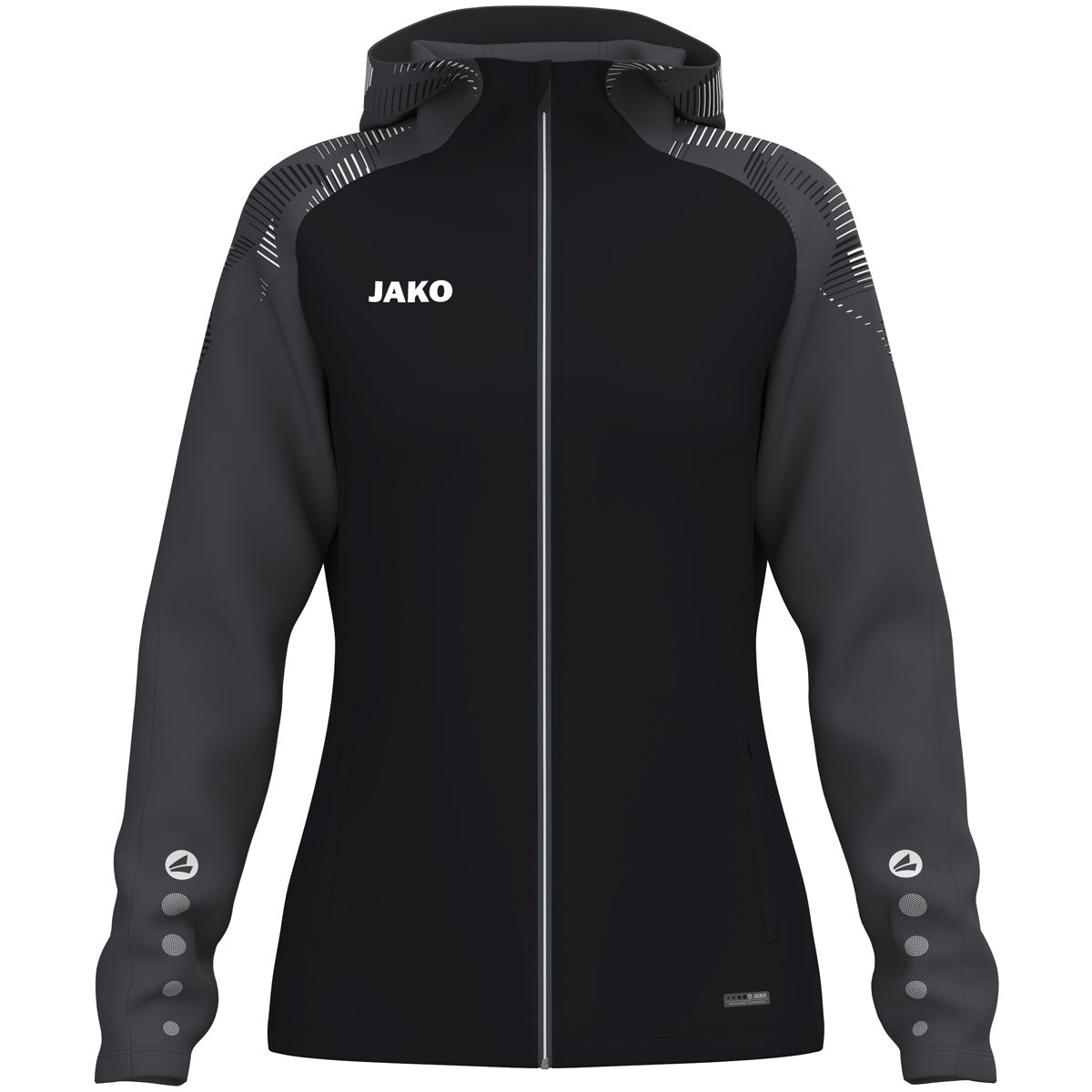 JAKO Kapuzenjacke Sonic Damen – Schwarz (801) (vorne)