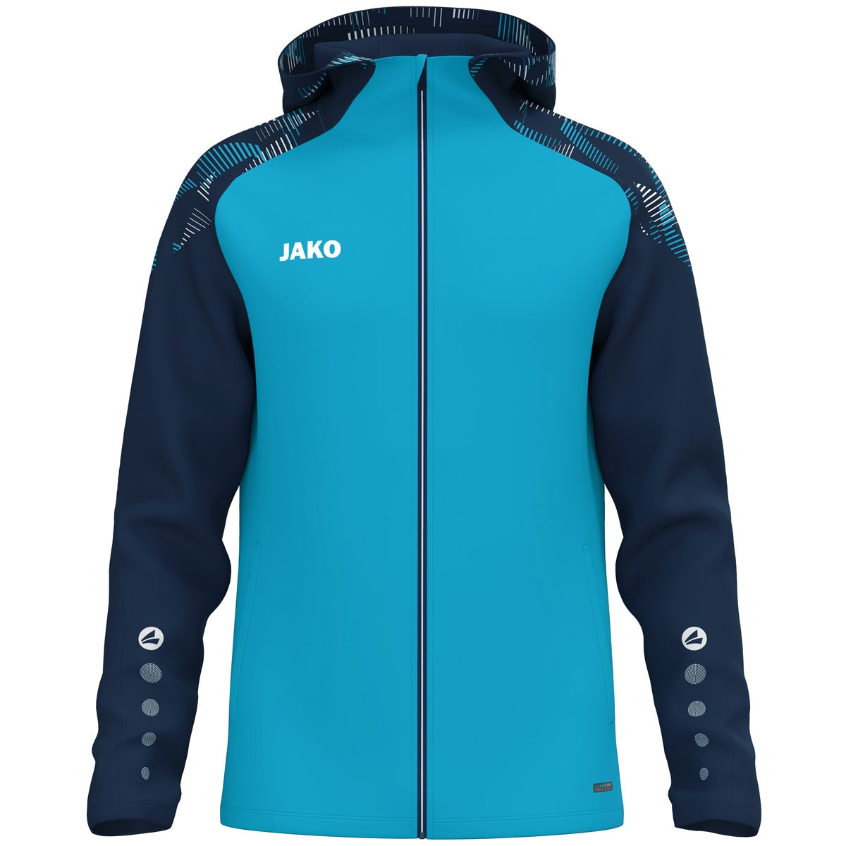 JAKO Kapuzenjacke Sonic – Blau (276) (vorne)