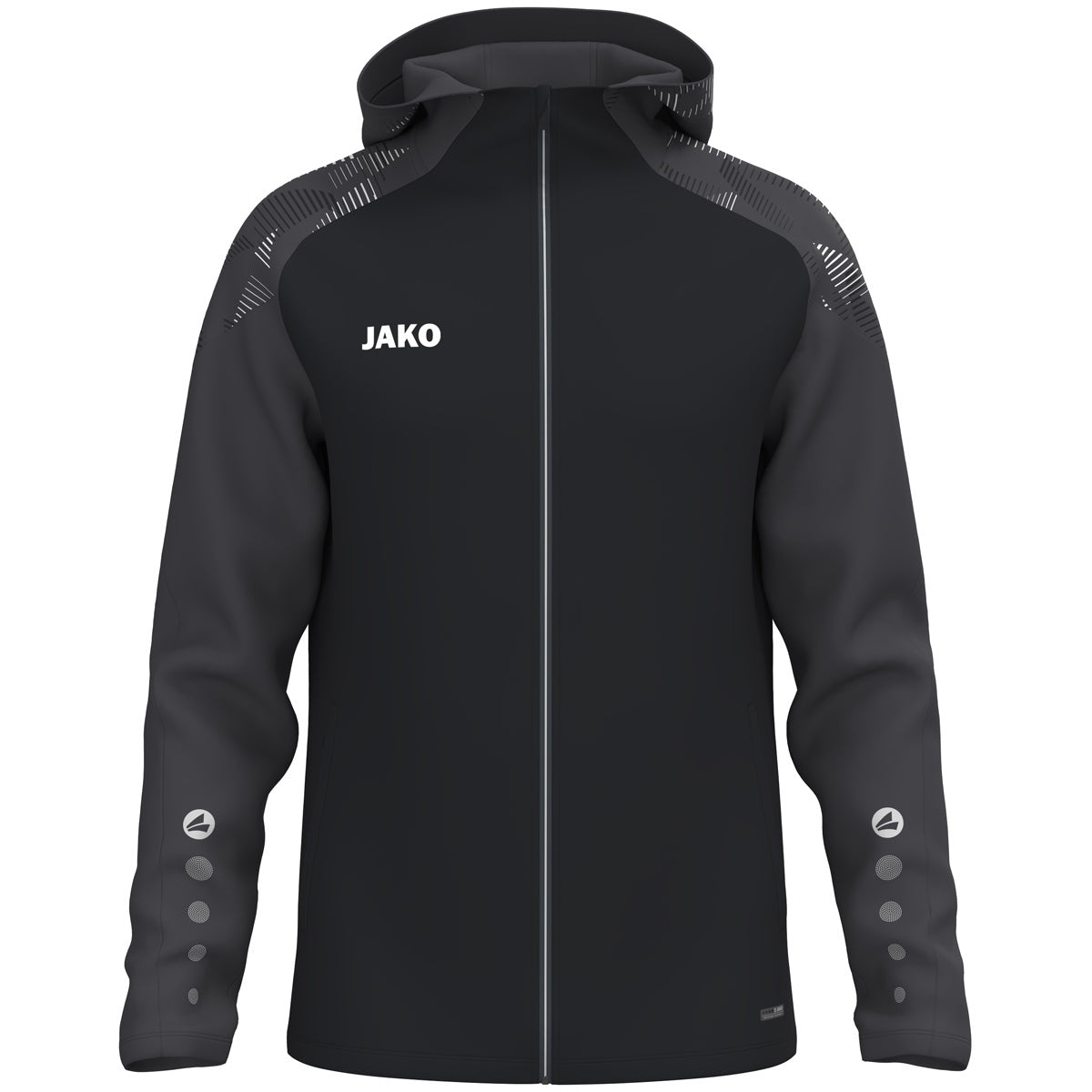 JAKO Kapuzenjacke Sonic – Schwarz (801) (vorne)