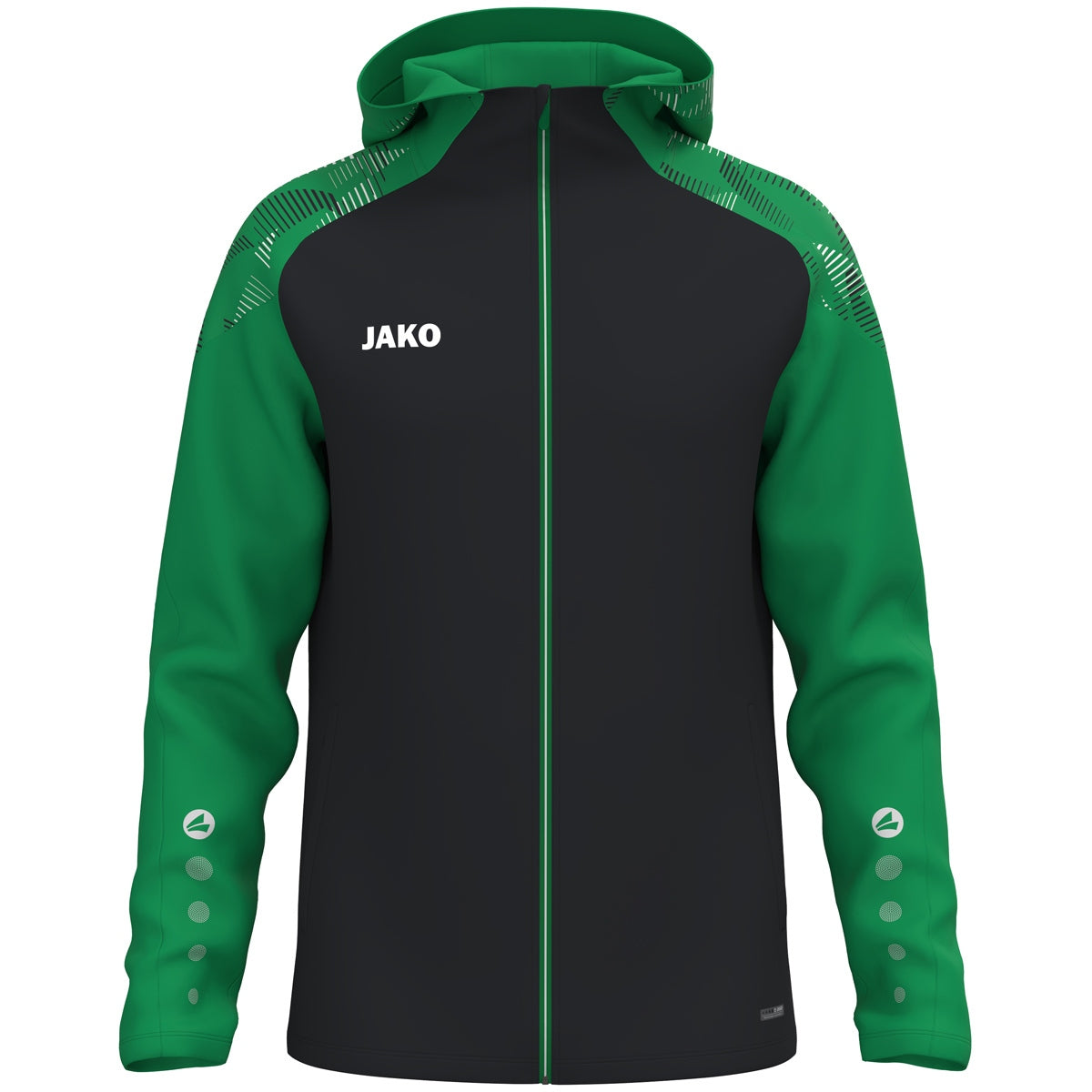 JAKO Kapuzenjacke Sonic – Schwarz (827) (vorne)