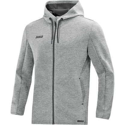 JAKO Kapuzenjacke Premium Basics – Grau (40) (vorne)