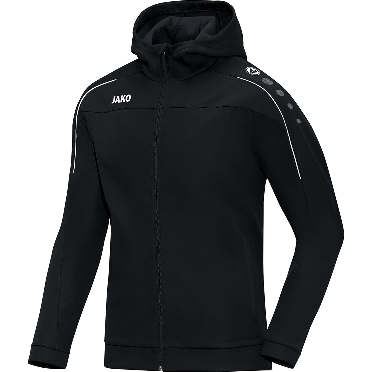 JAKO Kapuzenjacke Classico – Schwarz (vorne)