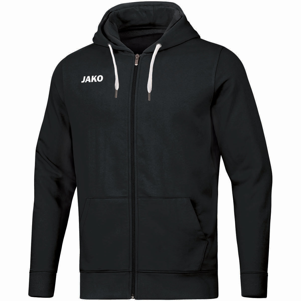 JAKO Kapuzenjacke Base – Schwarz (vorne)