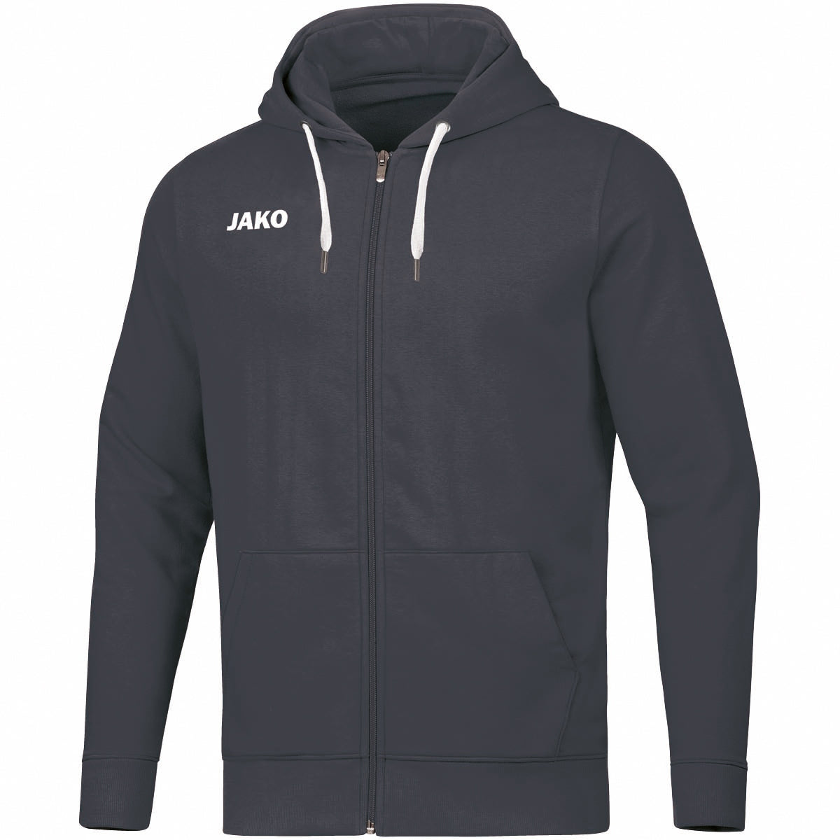 JAKO Kapuzenjacke Base – Grau (21) (vorne)