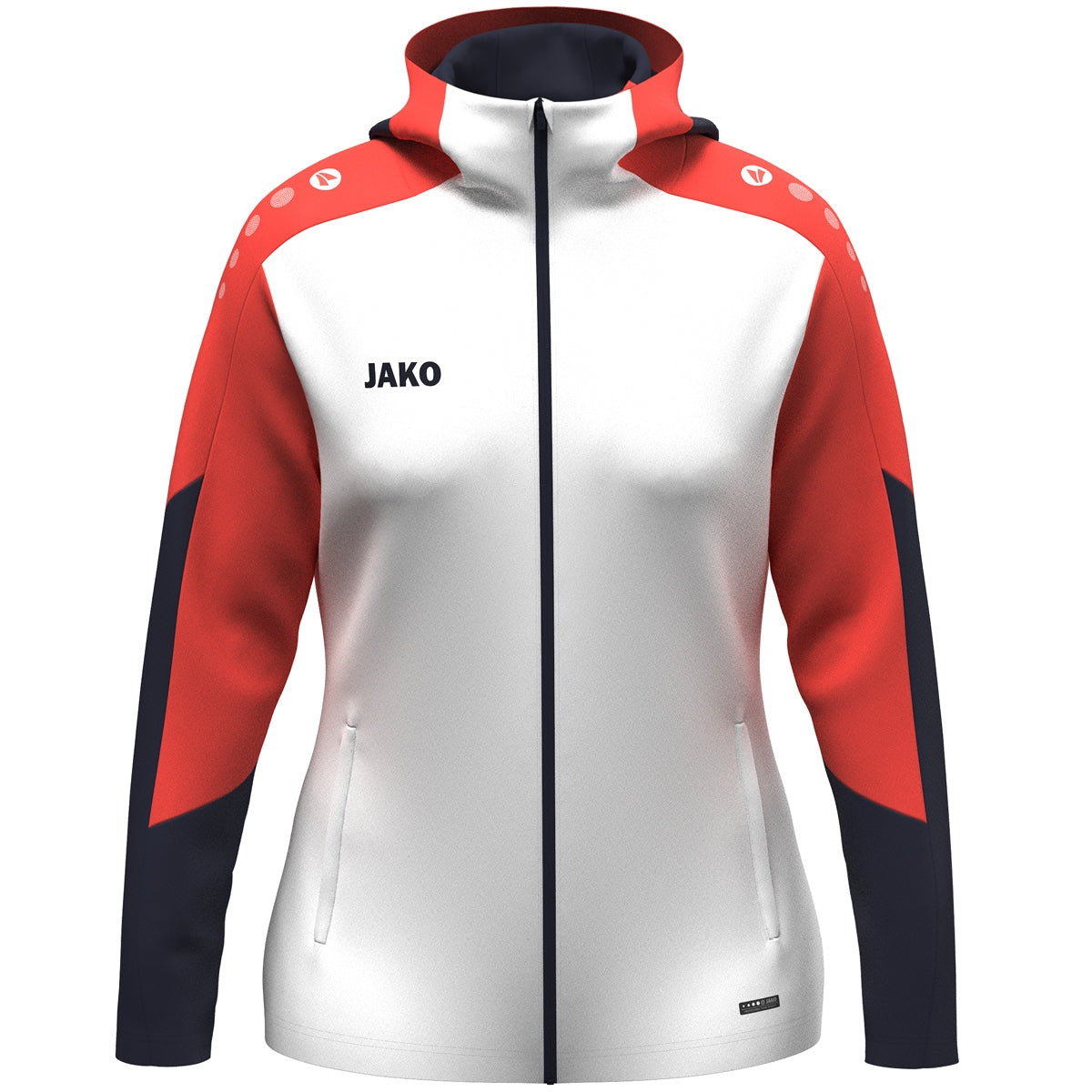 JAKO Kapuzenjacke Dynamic Damen – Weiß (vorne)