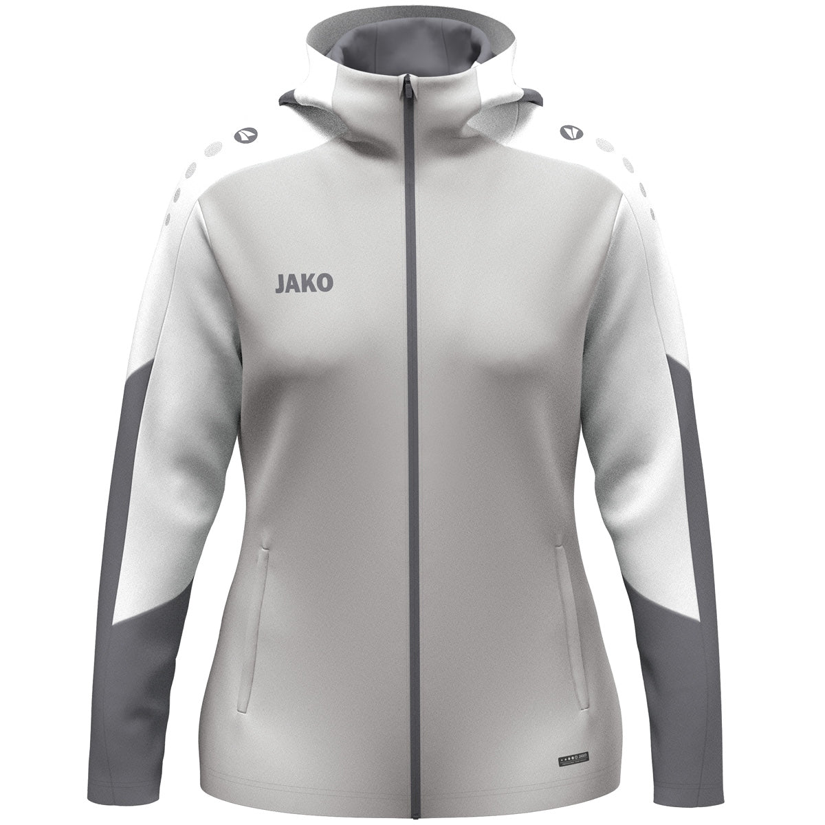 JAKO Kapuzenjacke Dynamic Damen – Grau (vorne)