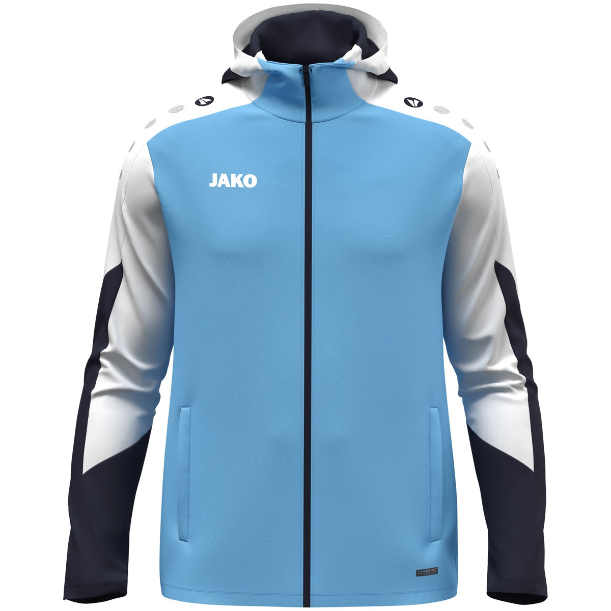 JAKO Kapuzenjacke Dynamic – Blau (431) (vorne)
