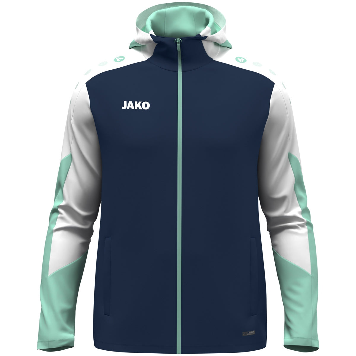 JAKO Kapuzenjacke Dynamic – Blau (915) (vorne)