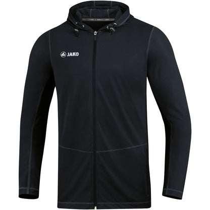 JAKO Kapuzenjacke Run 2.0 – Schwarz (vorne)