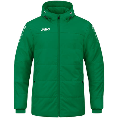 JAKO Coachjacke Team mit Kapuze – Grün (vorne)