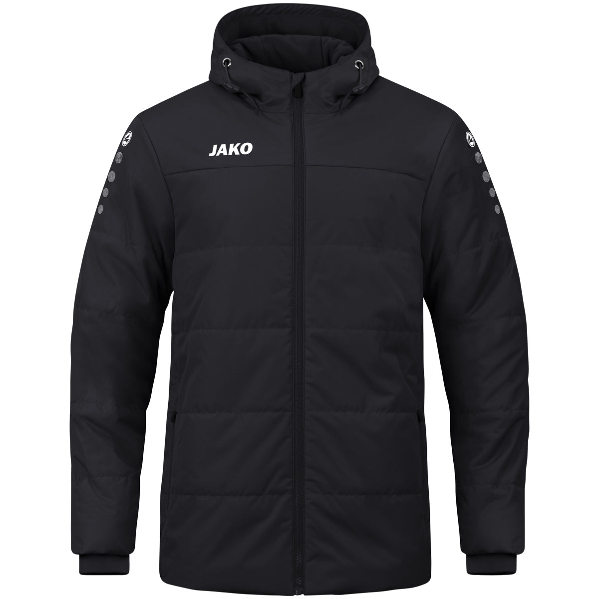 JAKO Coachjacke Team mit Kapuze – Schwarz (vorne)