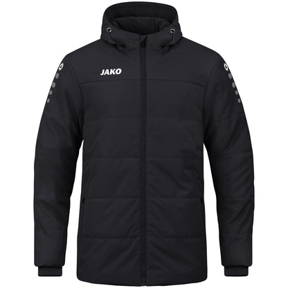 JAKO Coachjacke Team mit Kapuze – Schwarz (vorne)