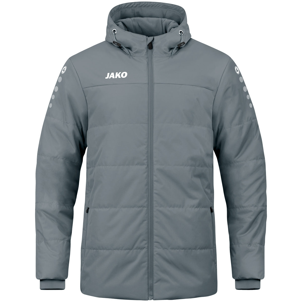 JAKO Coachjacke Team mit Kapuze – Grau (vorne)