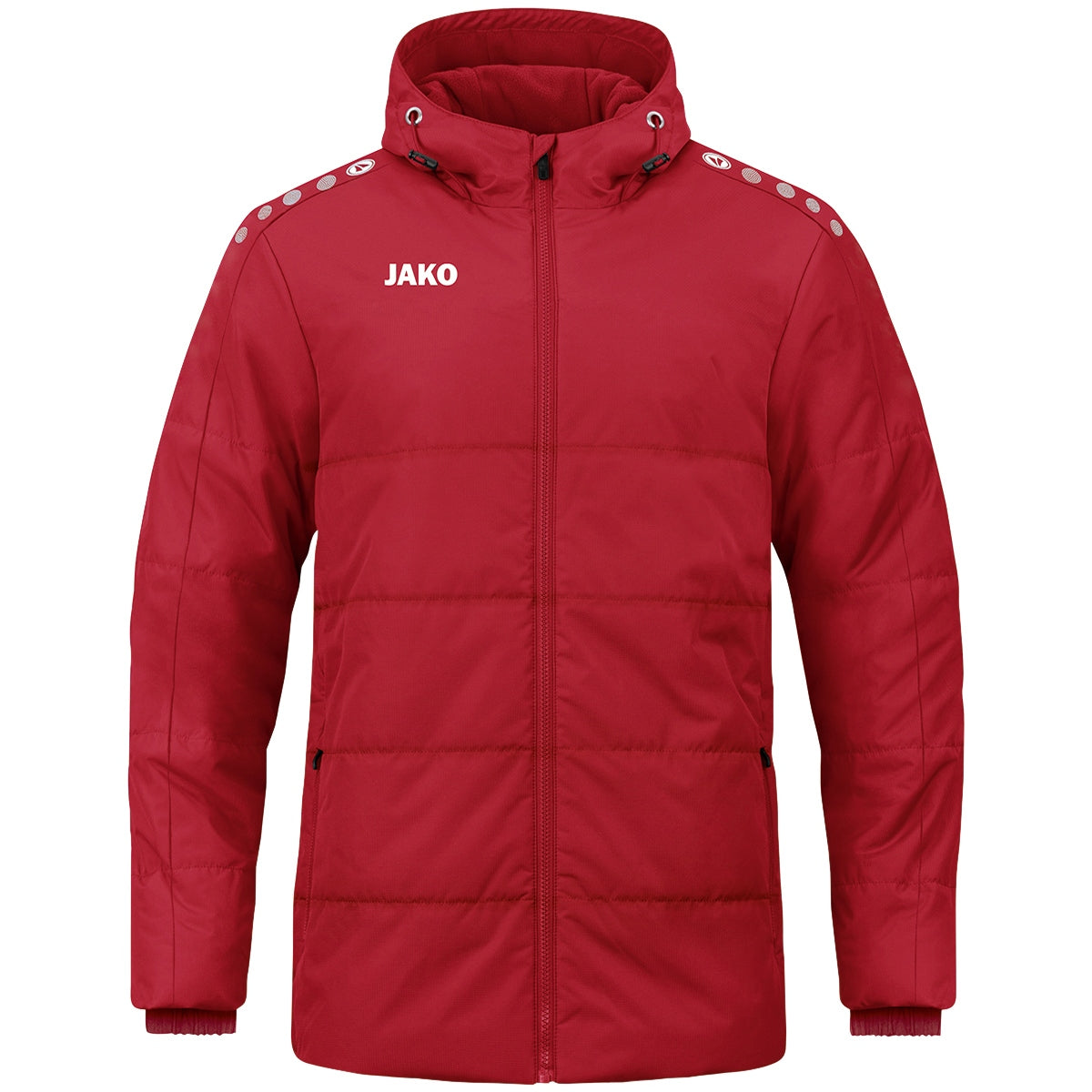 JAKO Coachjacke One mit Kapuze – Rot (vorne)