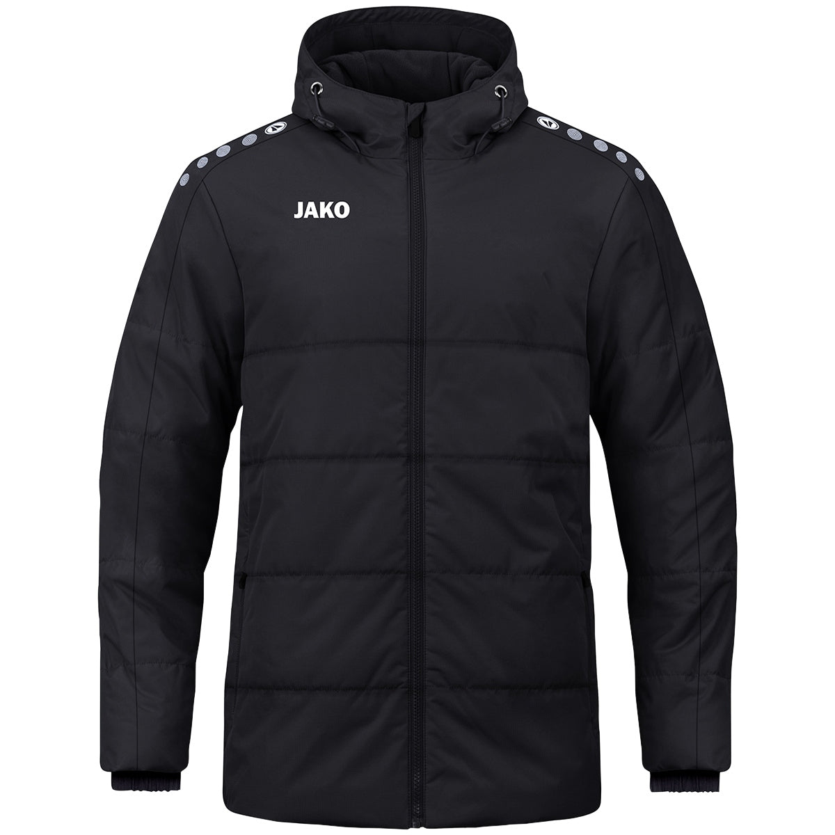 JAKO Coachjacke One mit Kapuze – Schwarz (vorne)