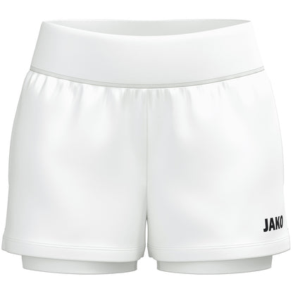 JAKO 2-in-1 Short One Damen – Weiß (vorne)