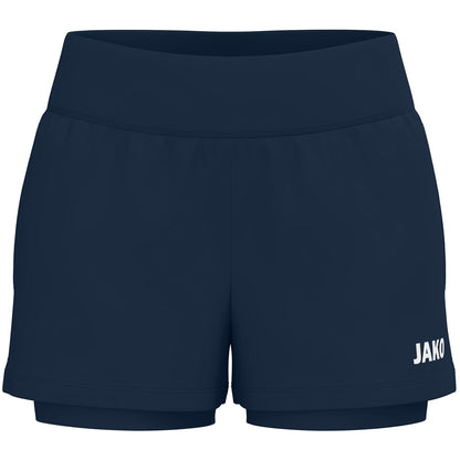 JAKO 2-in-1 Short One Damen – Blau (vorne)