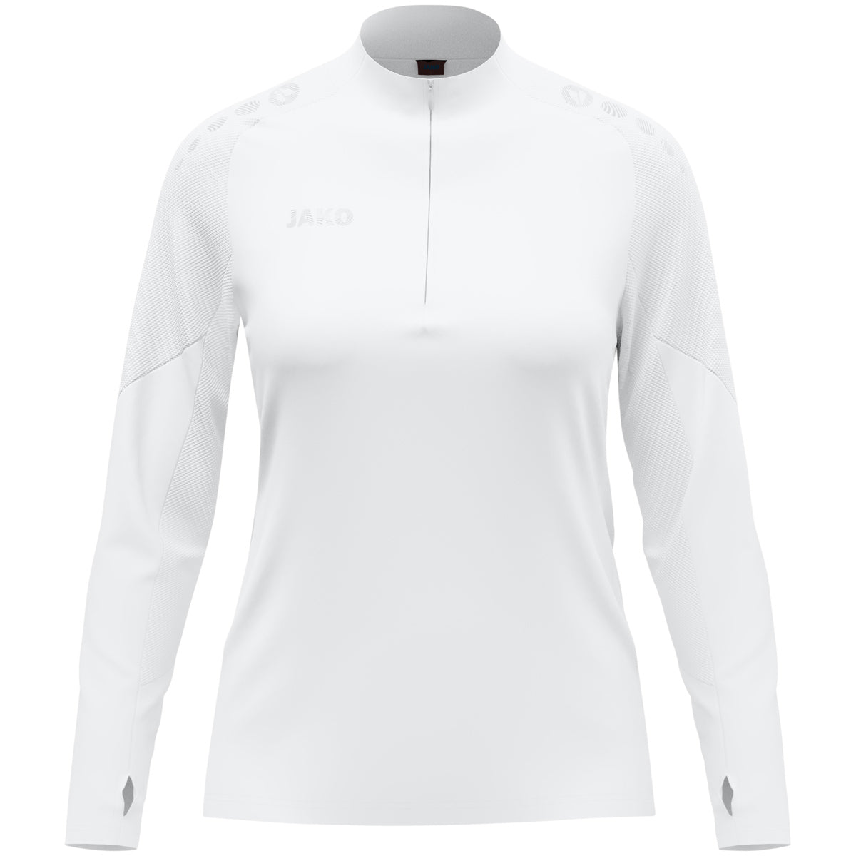 JAKO Ziptop Light Flow Damen – Weiß (vorne)