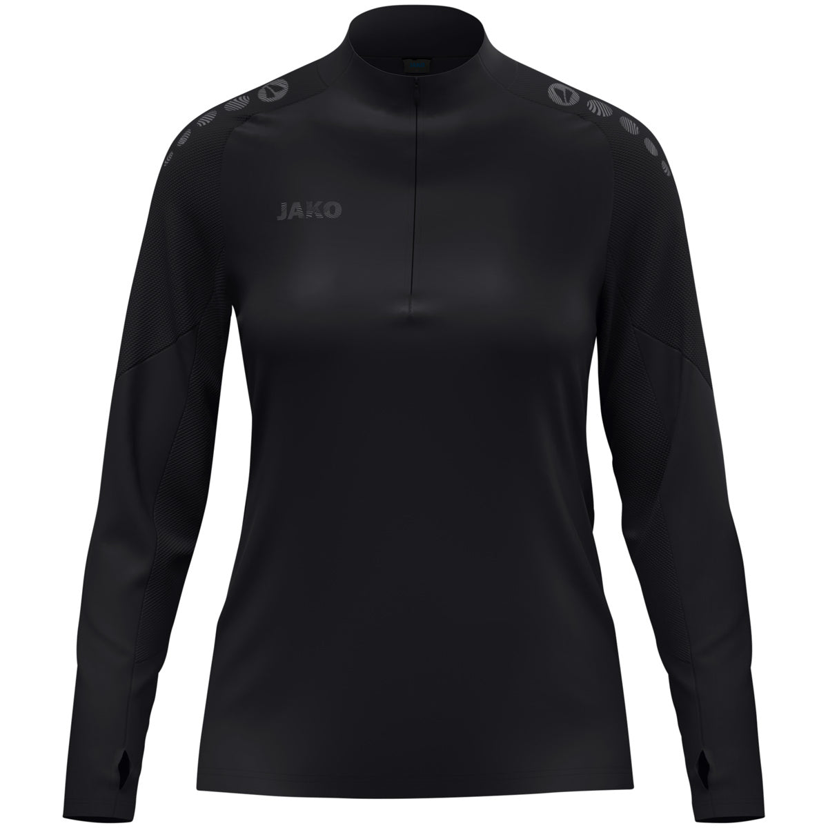 JAKO Ziptop Light Flow Damen – Schwarz (vorne)