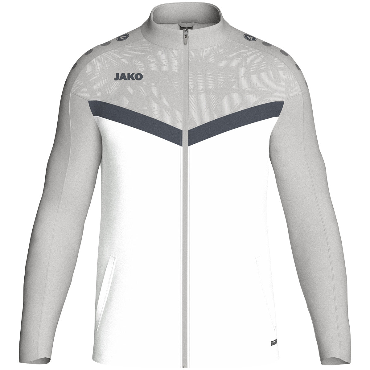 JAKO Polyesterjacke Iconic – Weiß (vorne)