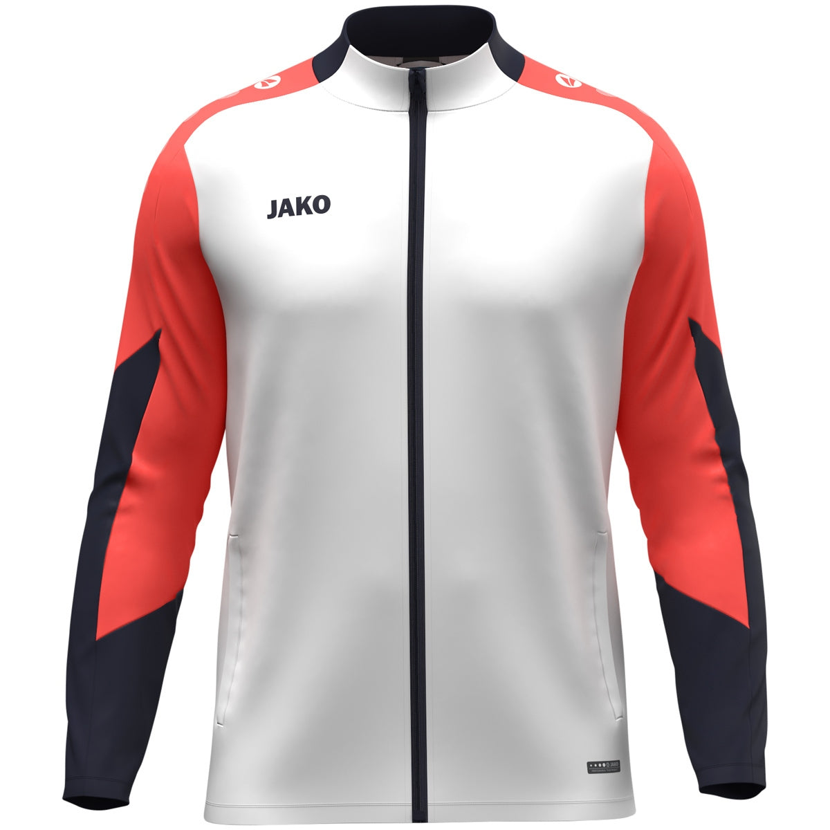 JAKO Polyesterjacke Dynamic – Weiß (vorne)