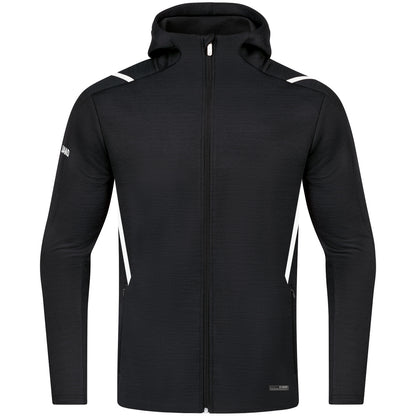 JAKO Freizeitjacke Challenge mit Kapuze – Schwarz (501) (vorne)