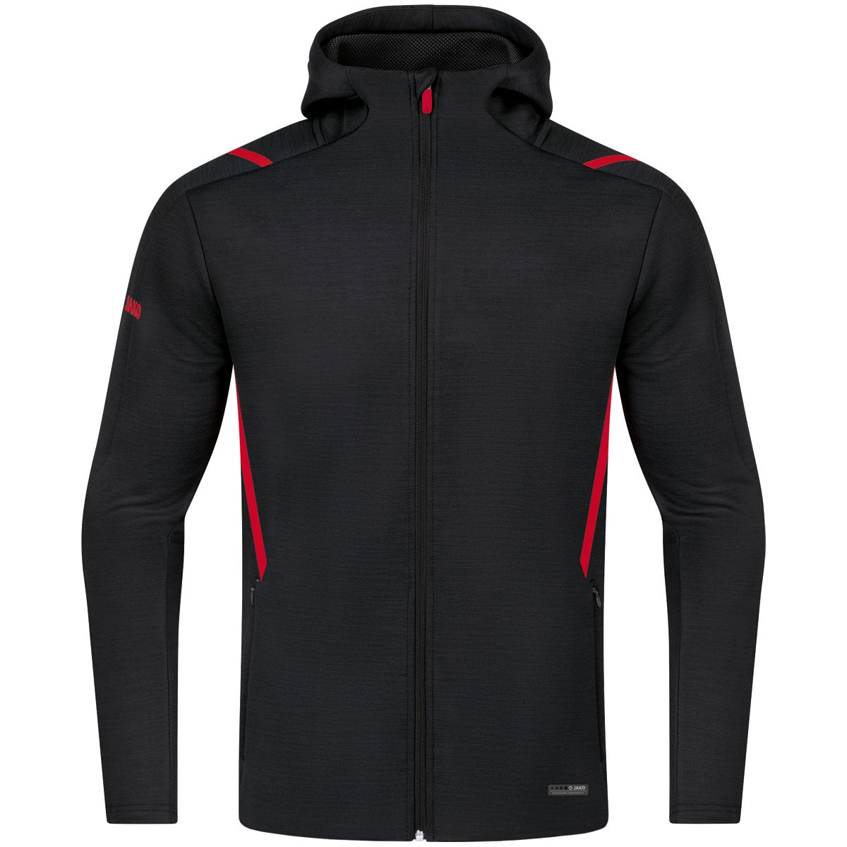 JAKO Freizeitjacke Challenge mit Kapuze – Schwarz (502) (vorne)