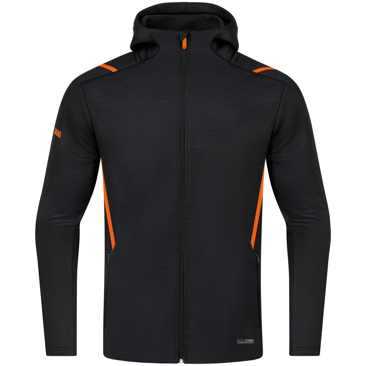 JAKO Freizeitjacke Challenge mit Kapuze – Schwarz (506) (vorne)
