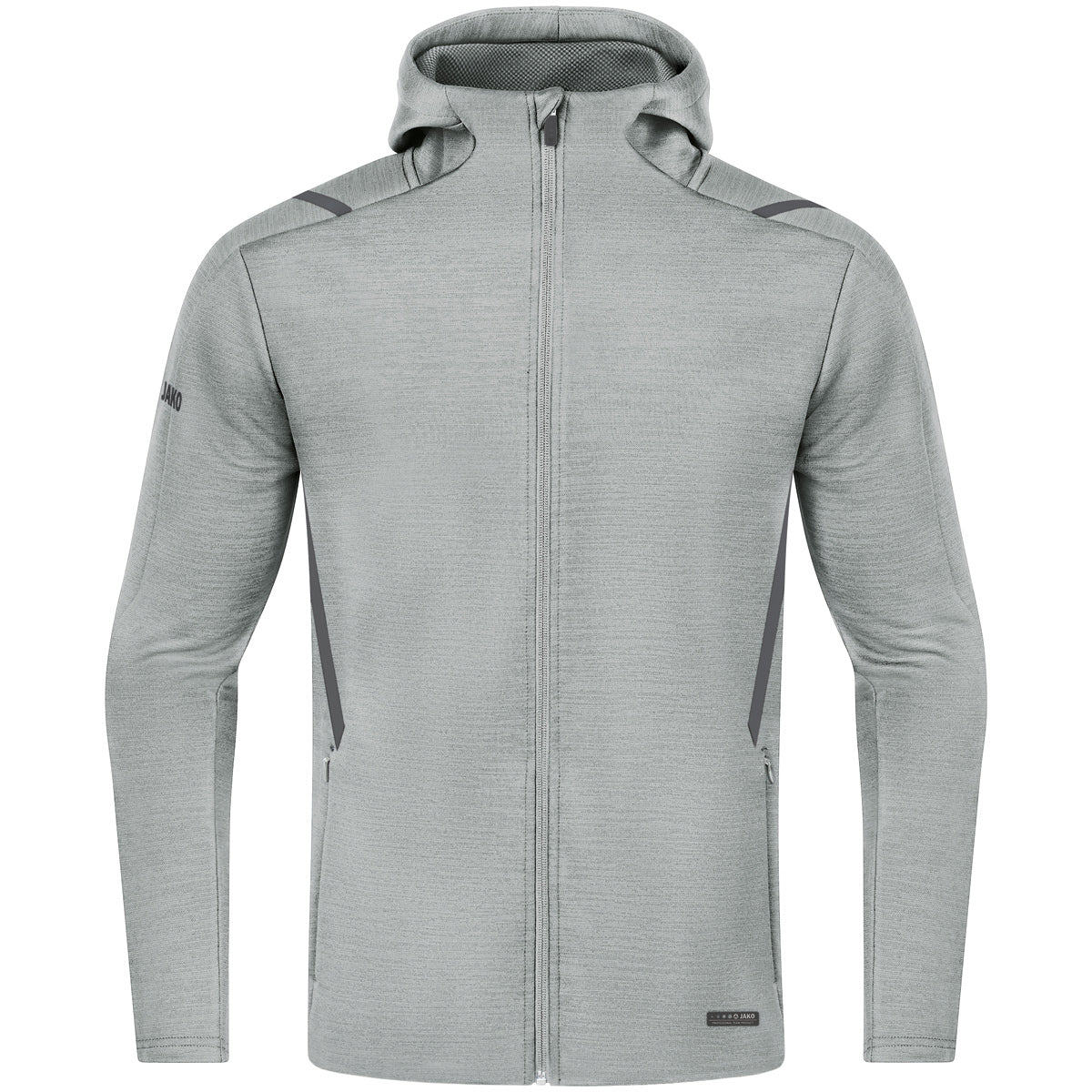 JAKO Freizeitjacke Challenge mit Kapuze – Grau (521) (vorne)