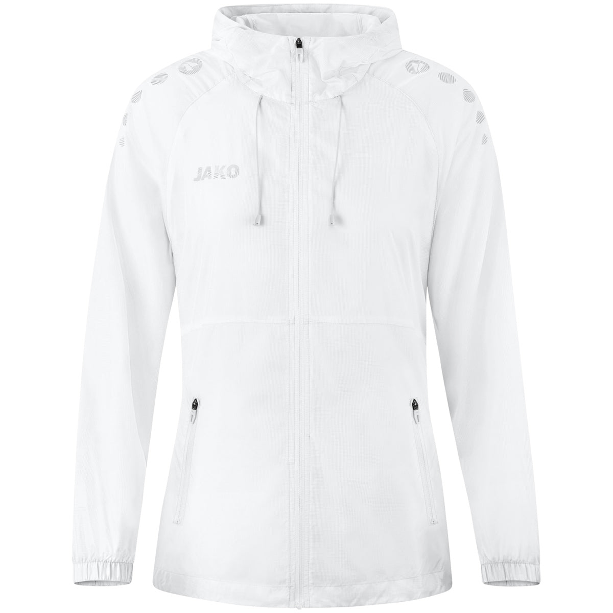 JAKO Lightweightjacke Flow Damen – Weiß (vorne)