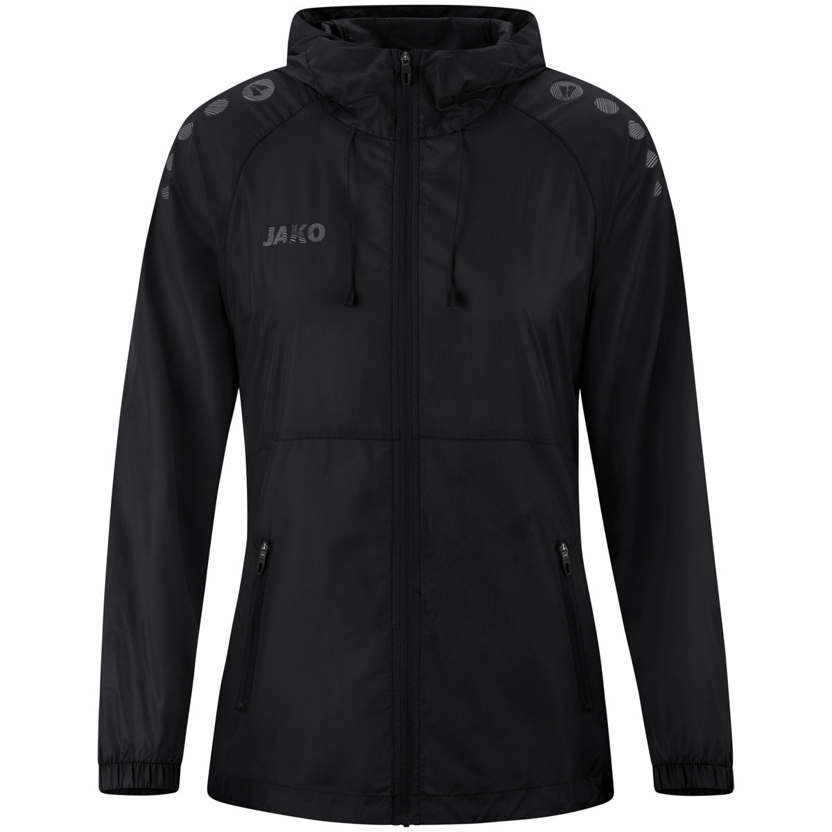 JAKO Lightweightjacke Flow Damen – Schwarz (vorne)