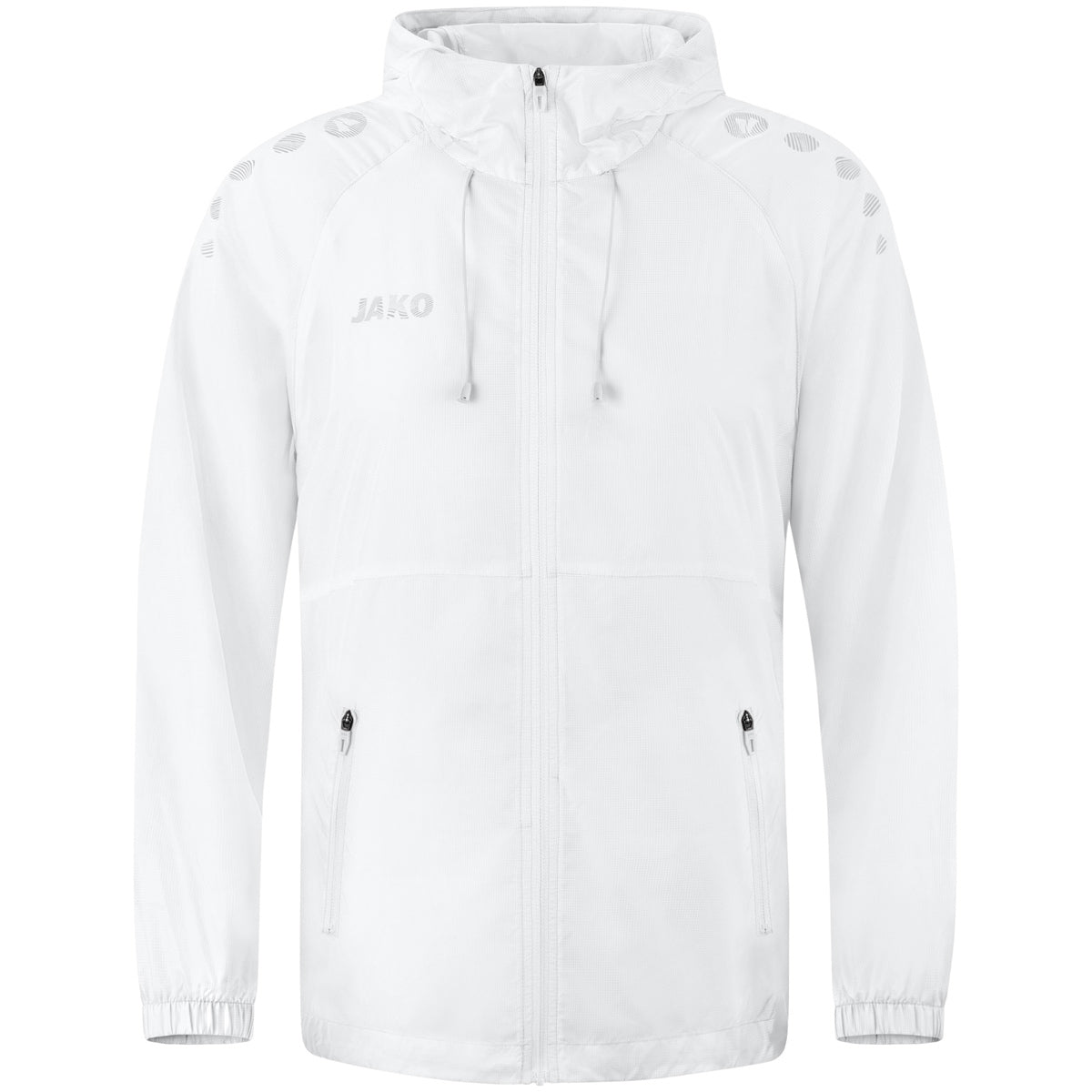 JAKO Lightweightjacke Flow – Weiß (vorne)