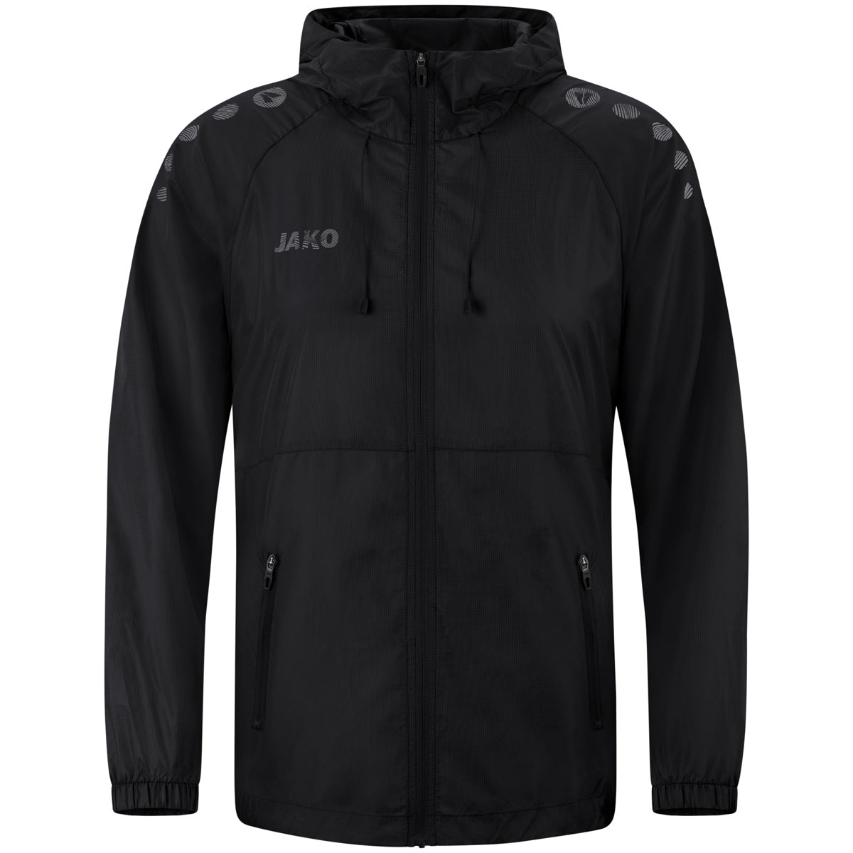 JAKO Lightweightjacke Flow – Schwarz (vorne)